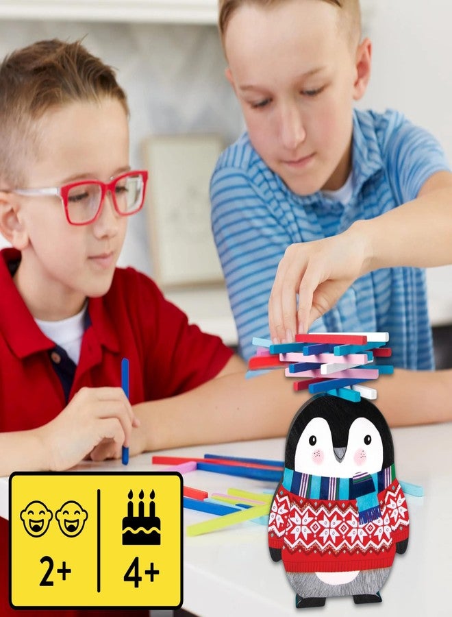 Mudpuppy Penguin Stack Up - Winter Penguin Themed Wooden Balancing Game for Motor Skill and Dexterity Building for Children Ages 4 and Up, 2+ Players - Image 4